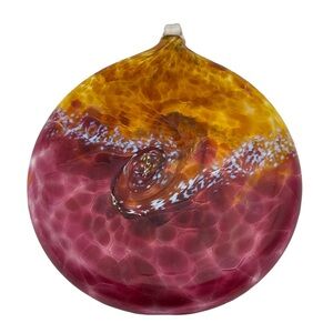 DISCONTINUED Kitras Art Blown Glass Hanging Orb Vanglow Swirl 6in Decor